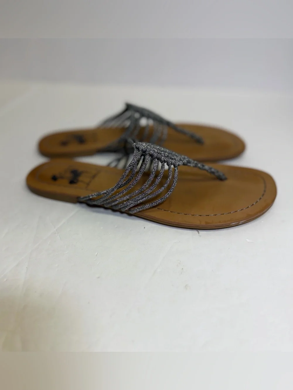 Circus by Sam Edelman Silver Braided T-Strap Sandals 7.5